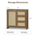 thumbnail image 5 of OAKHAM Storage Cabinet with 3 Drawer, Rattan Sideboard Buffet Accent Cabinet Boho Entryway Storage Cabinet Console for Living Room, Bedroom, Hallway, Special Walnut, 5 of 9