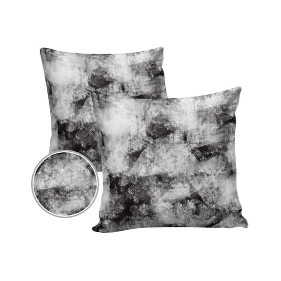 Pack of 2 Outdoor Pillow Covers, Abstract Retro Black Grey Waterproof Square Throw Pillowcase Cushion Decorative Pillow Covers for Couch Patio Tent, 18x18 in