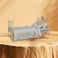 thumbnail image 1 of Cama de hierro 1:6 con colchón, cama doble, muebles en miniatura para habitación, Retro para juego de rol, decoración artesanal con diseño, 1 of 8