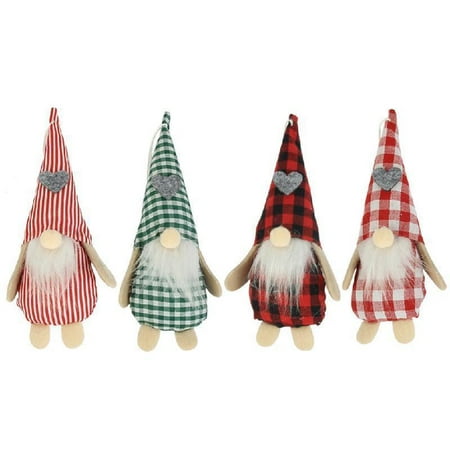 

OOKWE 4 Pcs Striped Plaid Cloth Faceless Doll Christmas Gnome Hanging Pendant Tree