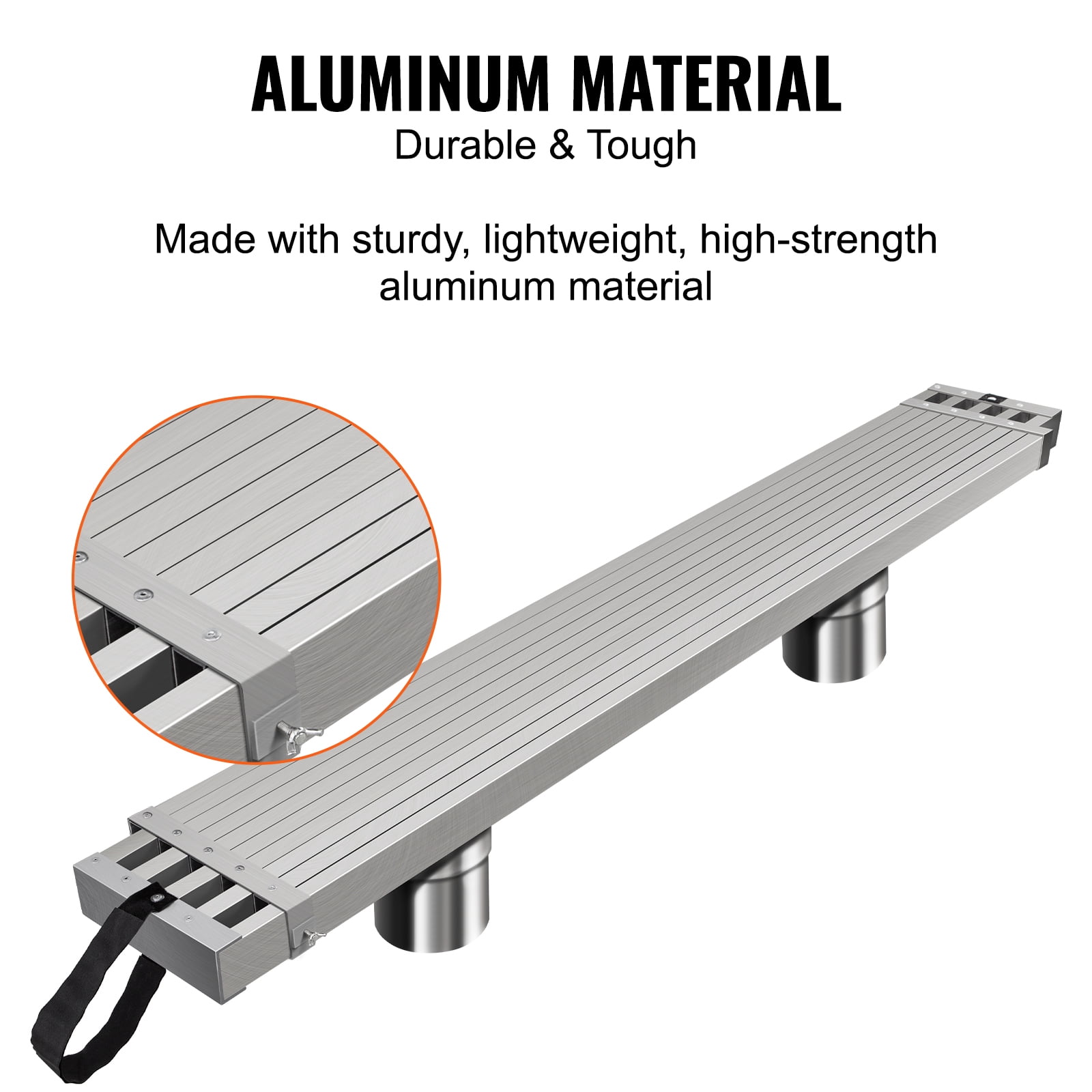 SKYSHALO Aluminum Extendable Work Platform, 8-13ft Support up to 500lbs, 12.5in Wide, Non-Slip Surface, Scaffold Board for Ladder Accessory