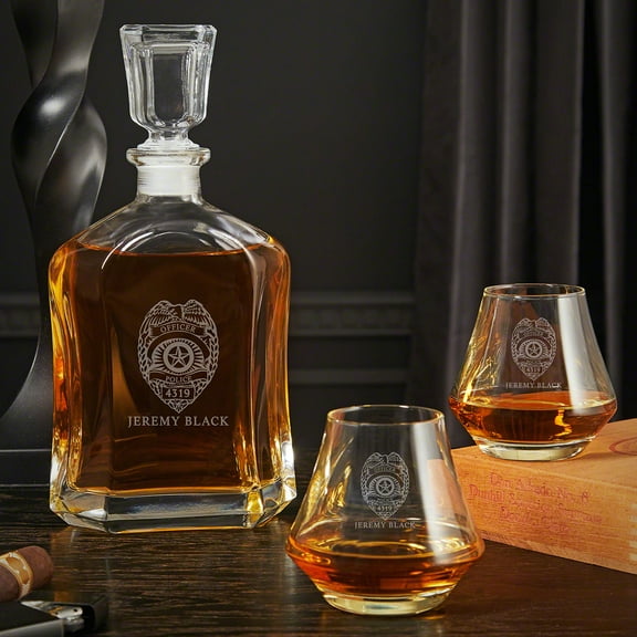 Police Badge Personalized DiMera Argos Decanter Set