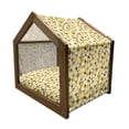 thumbnail image 2 of Abstract Pet House, Triangle Pattern with Rhombus Shape Geometric Funky Shapes Vintage Art, Outdoor & Indoor Portable Dog Kennel with Pillow and Cover, 5 Sizes, Yellow Brown White, by Ambesonne, 2 of 5