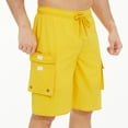 thumbnail image 6 of Mens Shorts Cargo Mens Shorts with Pockets Solid Color Mens Shorts Elastic Waist Men's Shorts Casual Beach Shorts Mens Cargo Shorts Mens Shorts Under $10 Yellow,XL, 6 of 8