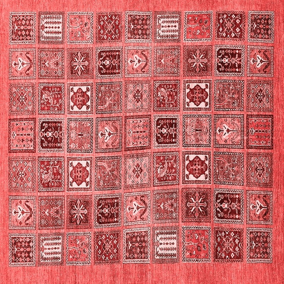 Ahgly Company Indoor Square Abstract Red Modern Area Rugs, 8' Square