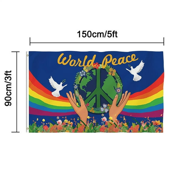 Polyester Large Banners,World Peace Flag Polyester World Peace Flag Fade Resistant Flags Seamless Integration