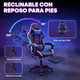 thumbnail image 3 of Silla Gaming con Reposapies y Luz LED Premium Gamer azul 6.49 pulg TITANO SGCRPLED01BL, 3 of 7