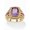 Yellow Gold-plated Sterling Silver, variant on 3.86 TCW Genuine Purple Amethyst and CZ 14k Gold-plated Silver Halo Ring