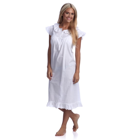 Saro Embroidered Nightgown with Cap Sleeves
