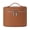 Brown, variant on Faux Leather Travel Cosmetic Case, Portable Hard Makeup Storage Box with Top Handle