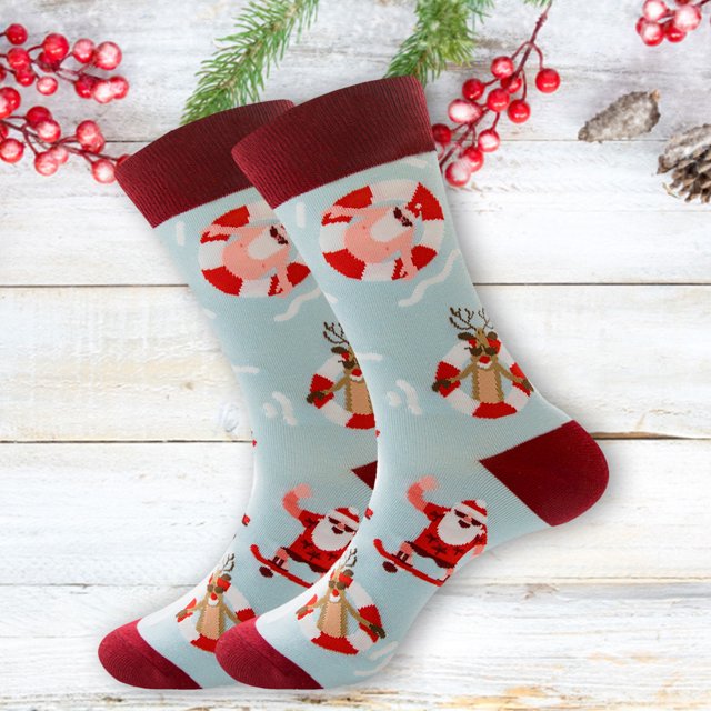 PEIXUN Mens Performance Cotton Pad Sports Leisure Socks Christmas Pattern Socks for Men