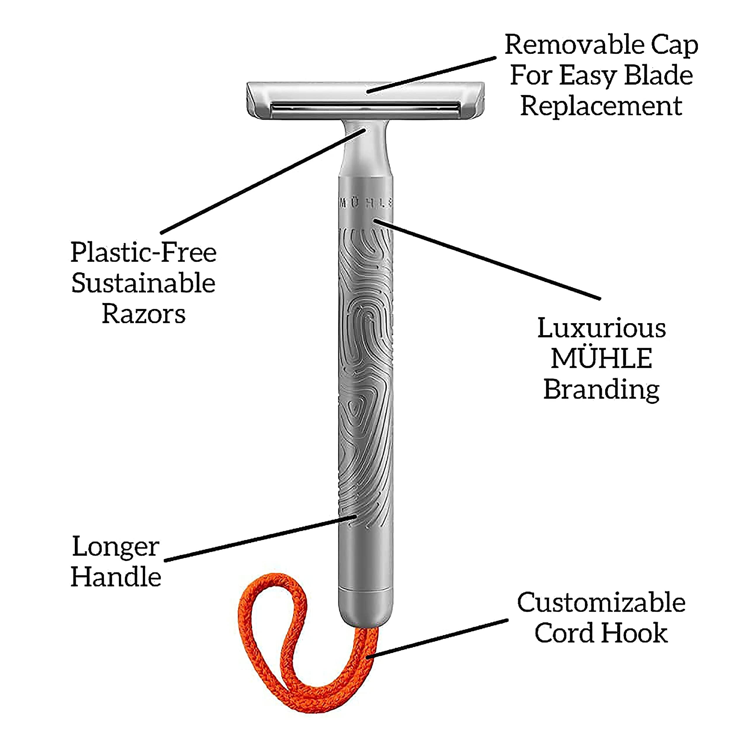 MÜHLE Companion Safety Razor – Women's Double-Edged Body Razor for Shaving, Gentle Use, Suitable for Body, Legs, & Underarms, Longer Handle, Long Lasting Blade