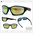 thumbnail image 2 of Mens Color Mirror 90s Xloop Plastic Sport Wrap Around Sunglasses Black Red - Orange Mirror, 2 of 7