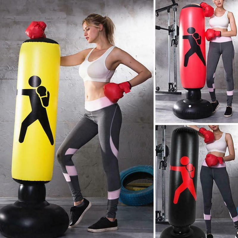 Inflatable Punching Bag Free-Standing Boxing Post Heavy Tower Bag Fitness Accessories for Kids Adults 160CM/63in