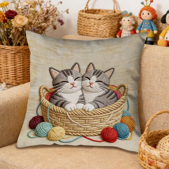 Euaioeiu Cute Animal Pillow Cover Fluffy Embroidery Decorative Throw Pillow Case Soft Accent Cushion Cover for Living Room Sofa Bedroom Decor Festival Home Decor