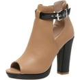 thumbnail image 5 of Fashion Open Peep Toe Booties for Women Cutout Side Strap Buckle Chunky Block Heel Sandal Short Ankle Boots Dressy Sandals, 5 of 5