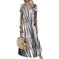 thumbnail image 1 of DYMADE Women Plus Size Crew Neck Short Sleeve Tie-dyed Printed Loose Long Length Casual Dress, 1 of 4