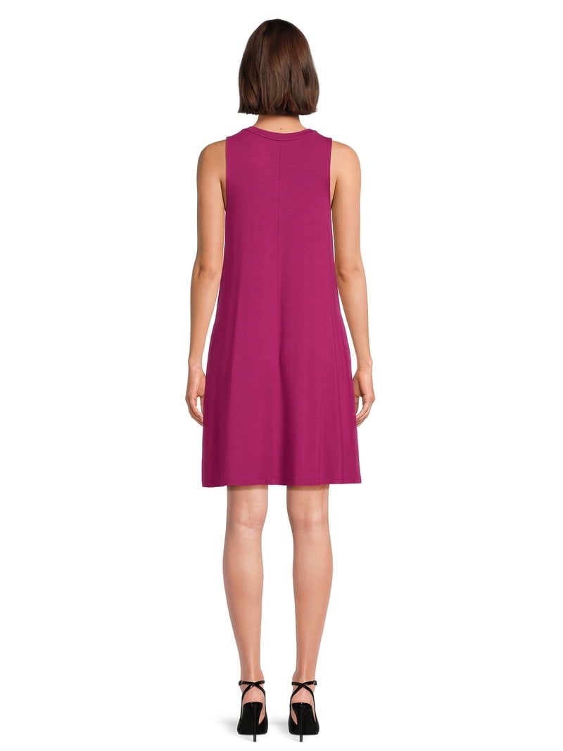 Time and Tru Sleeveless Knit Swing Dress - A-Line Mini Dress - Walmart.com