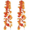 thumbnail image 2 of Paquete de 2 guirnaldas de hojas de arce artificiales para colgar en la pared, flor para colgar en la pared de 1,5 m para escenas de fiesta en interiores y exteriores ER, 2 of 5