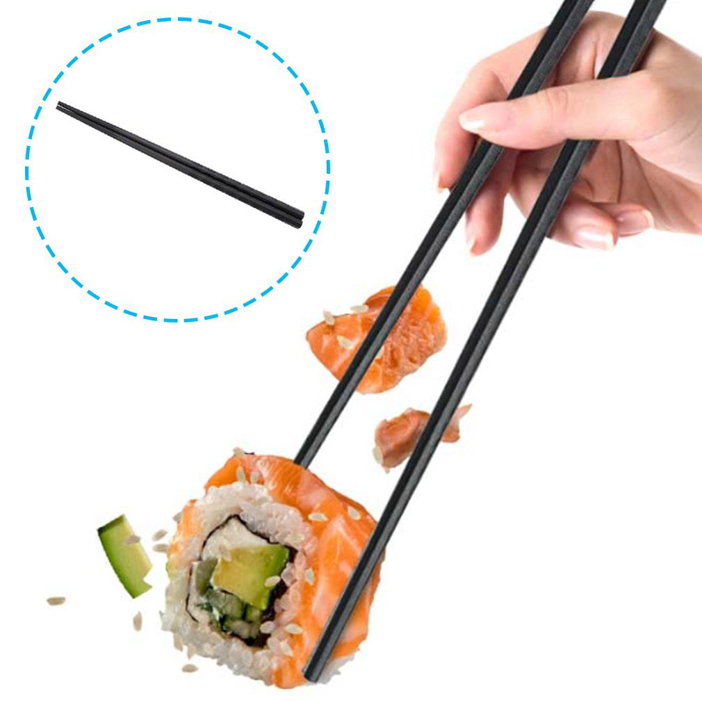 1 Pair Reusable Alloy Non-Slip Black Chopsticks Sushi Chop Sticks Set Gifts New 