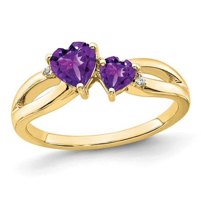 2/3 Carat (ctw) Amethyst Heart Promise Ring in 10K Yellow Gold