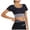 Black, variant on felwors Women's Sports Crop Tank Top Padded Activewear Short Sleeve Shirt Fitness Top Yoga Fitness Running Gym with Integrated Bra (White, XXL)