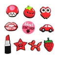 thumbnail image 1 of Rojo 10 piezas de accesorios para zapatos de fútbol, ​​accesorios para zapatos de dibujos animados, utilizados para zapatos perforados, pulseras, fiestas, decoración de bricolaje., 1 of 2