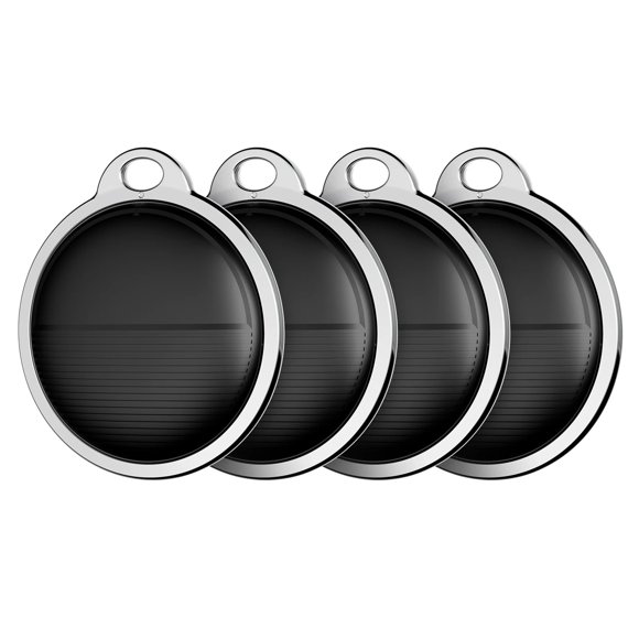 Tignapoo F03 Traqueur Bluetooth Rond Détachable avec Certification Apple MFi, Positionnement Mondial et Veille Ultra Longue pour Animaux et Articles, Lot de 4, Noir