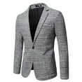 thumbnail image 2 of UVEASISHA Big and Tall Mens Suit Jacket Winter Flannel Warm Business Blazer Slim Fit Casual One Button Plaid Jackets Formal Office Coats Gray 3XL, 2 of 4