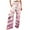 Green, variant on Women Casual Comfortable Printing Pockets Elastic Waist Straight Loose Pants Pink S