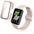 thumbnail image 1 of Glass Case+Silicone Band For Samsung Galaxy Fit 3 Strap Screen Protective Cover For Samsung Galaxy Fit 3 Bracelet Watchband Light Pink For Galaxy Fit 3, 1 of 6