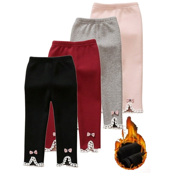 SYNPOS Toddler Girls Leggings Footless Thick Fleece Lined Skinny Infant Baby Winter Legging 0-4 Years