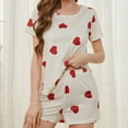 thumbnail image 6 of XuJwPNcy Womens Pajama Set 2 Piece Short Sleeve Round Neck Tops and Comfy Shorts Set Cute Print Sleepwear, 6 of 7