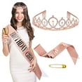 thumbnail image 5 of TIANBEN Sparkling Silver Birthday Girl Sash Tiara Crown Set for Women, 5 of 8