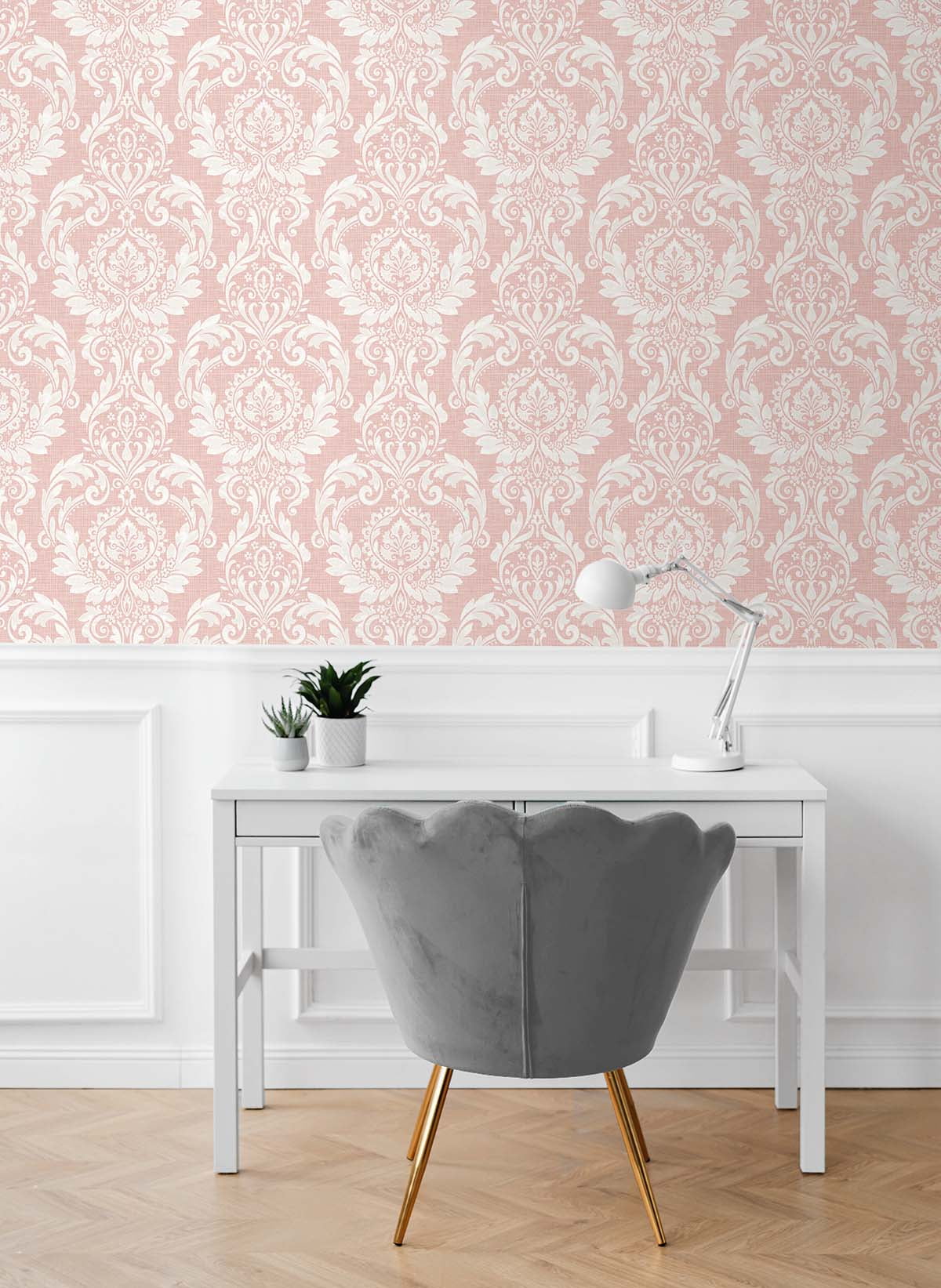 NextWall Light Pink Cora Damask Peel and Stick Wallpaper
