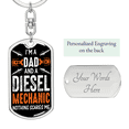 thumbnail image 2 of I'm a Dad And a Diesel Mechanic Swivel Keychain Dog Tag Stainless Steel or 18k Gold, 2 of 10