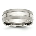 thumbnail image 1 of Stainless Steel Grooved 8mm Brushed and Polished Band Size: 11; for Adults and Teens; for Women and Men, 1 of 5