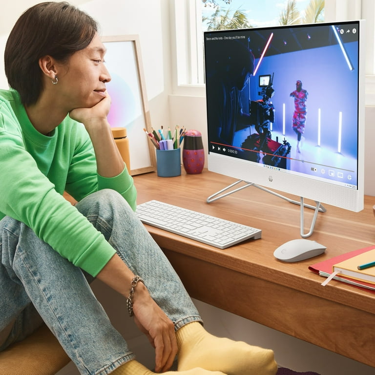 Computadora todo en uno HP con pantalla táctil Full HD de 27", AMD Ryzen 7 5700U, 12 GB de RAM, 1 TB SSD, Windows 11 Home, 27-cb0244