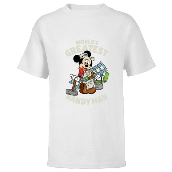 Disney Mickey Mouse "World's Greatest Handyman" - Short Sleeve T-Shirt for Kids - Customized-White