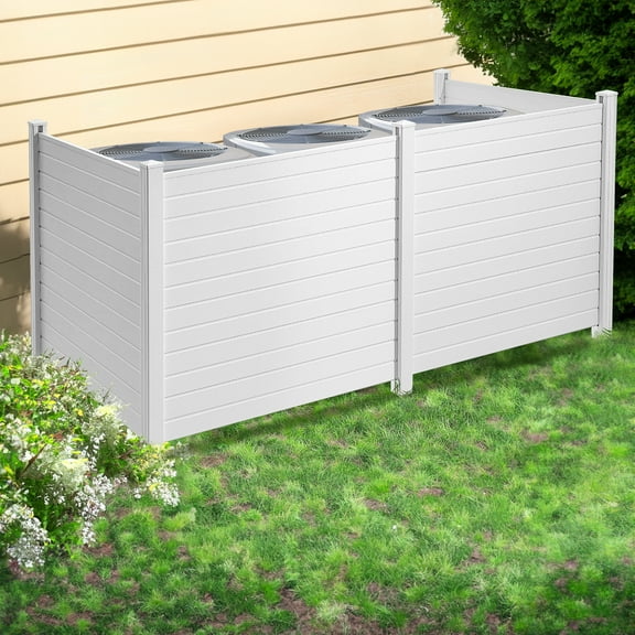 KFFKFF Vinyl Privacy Fence 50" W x 50" H 4-Panel PVC Outdoor Privacy Screens, Air Conditioner Fence Panels Trash Can Fence Pool Equipment Enclosure for Garden, Patio
