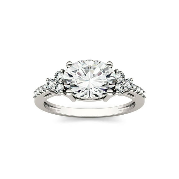 Charles & Colvard 14K White Gold Moissanite 9x7mm Oval Engagement Ring-Size 7 2.30cttw DEW