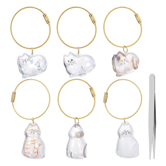 Uxcell Cat Hair Collector Keychain with Tweezers, Pet Hair Storage Box Locket Memory Ornament Charm Fur Keepsake Bottle, Style 5 & 6Pcs, Intended for Bag Decor Key Holder