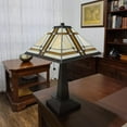 thumbnail image 3 of 23" White Amber and Brown Stained Glass Two Light Mission Style Table Lamp, 3 of 7