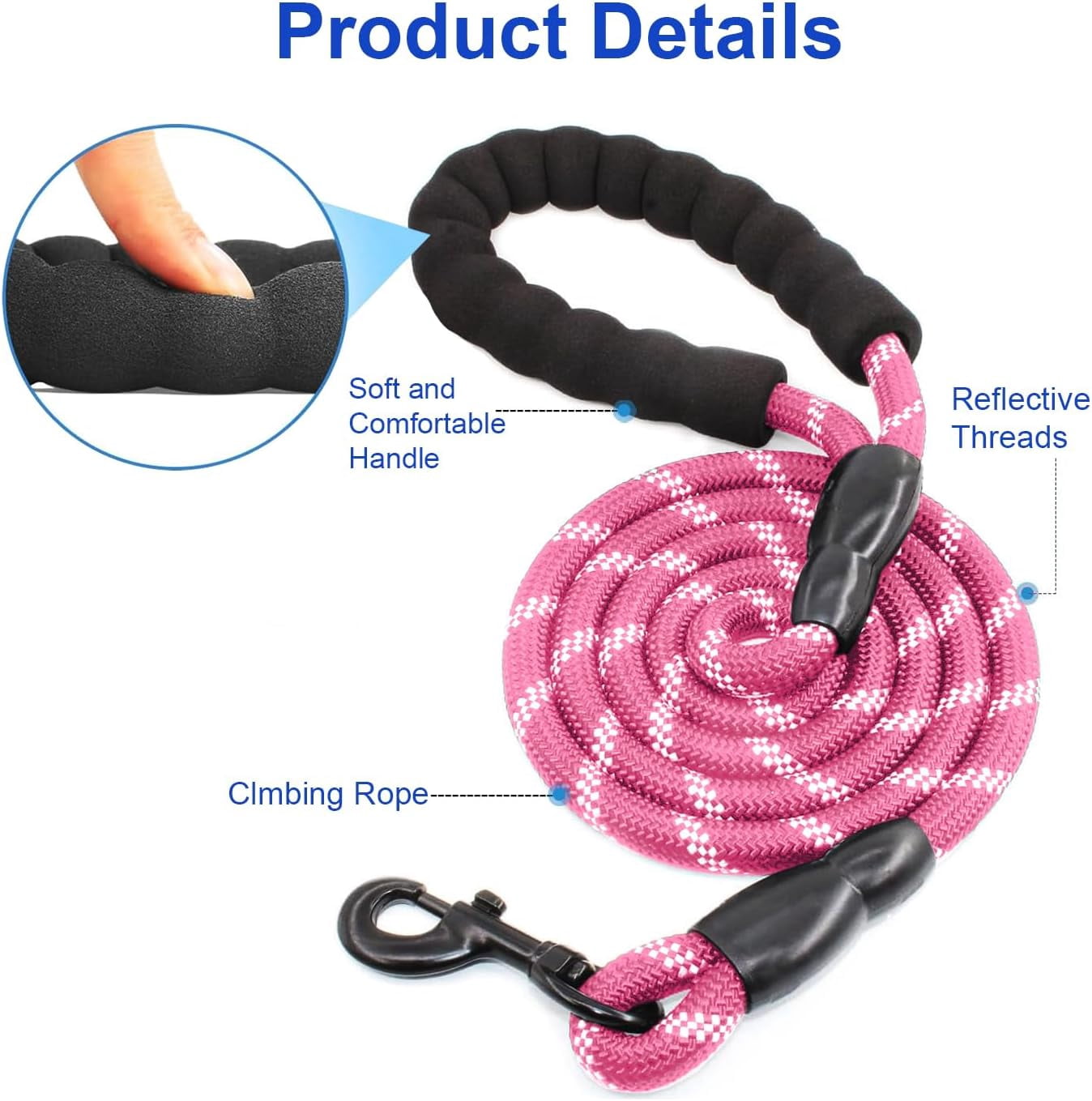 Double Dog Leash, Dual Dog Leash, 360° Swivel Tangle Free Bungee Walking Training for Large Medium Dogs, Shock Absorbing Bungee Reflective for Two Dogs, 18~121 lbs, Black