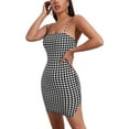 thumbnail image 2 of ZAXARRA Mode Femmes Plaid Dos Nu Bretelles Courtes Robe Fendue, 2 of 5