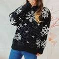 thumbnail image 2 of Lovskoo Merry Christmas Sweaters for Women 2023 Casual Long Sleeve Knitting Round Neck Sweater Blouse Tops Black, 2 of 7