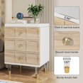 thumbnail image 5 of Tribesigns 3-Drawer Nightstand, White & Light Brown Nightstand, Bedside Table with Storage and Gold Legs, Night Side Table for Bedroom, Dorm, 5 of 6