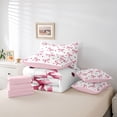 thumbnail image 5 of Homewish Kawaii Bow Ribbon Bedding Comforter Set 7pcs, Pink Watercolor King Bedding Sets, Teens Kids Girls Women Reversible Bed Sheets, Lightweight Room Decor, 5 of 7