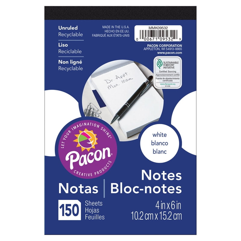 White Note Pads 4X6 150 Ct Walmart Canada