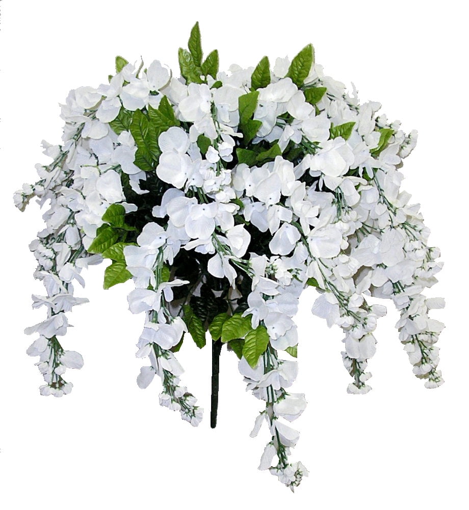 Admired by Nature Artificial Wisteria Hanging Flowers Bush, White